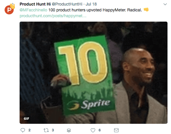 Twitter, Product Hunt about HappyMeter
