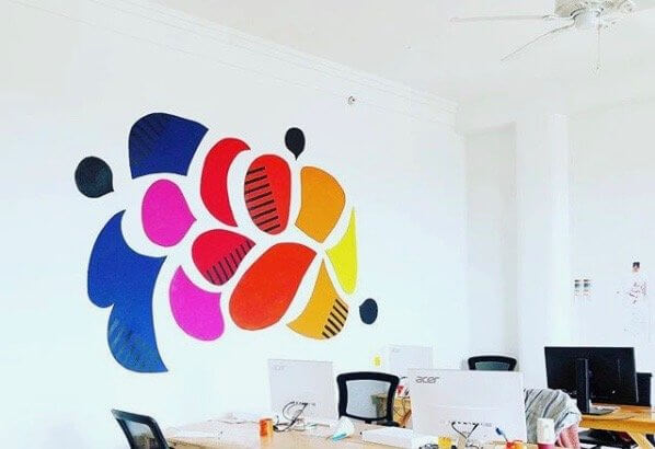 colorful mural in an office