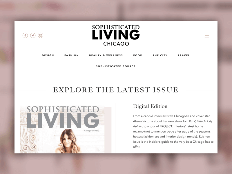 Homepage of Sophisticated Living