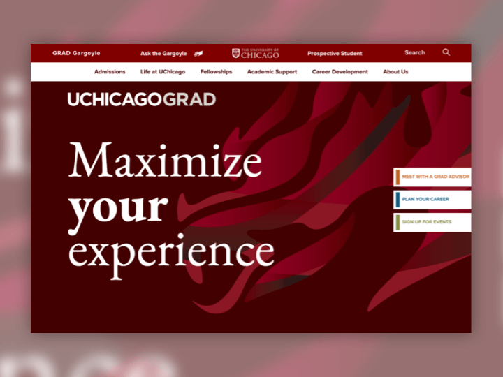 Screenshot of U Chicago Grad School's homepage