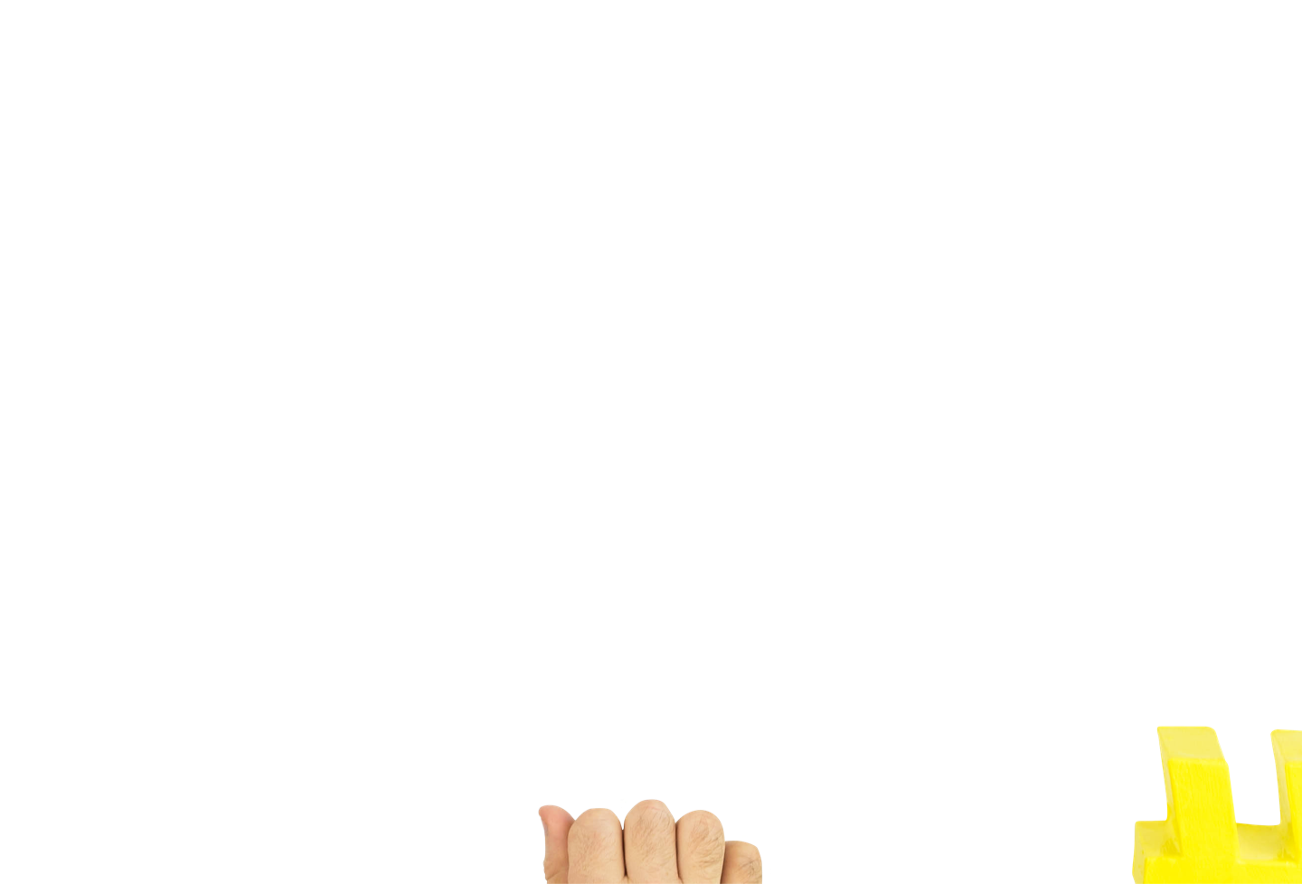 Two hands passing a hashtag along