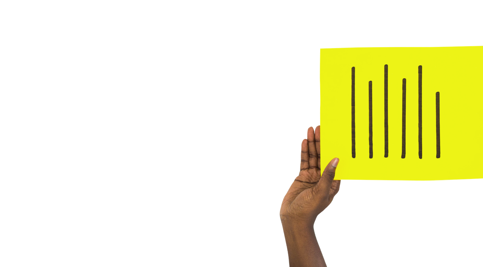Two hands passing a piece of paper with writing on it