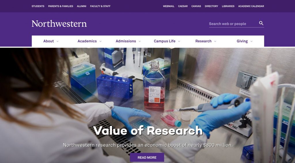 Northwestern University's homepage
