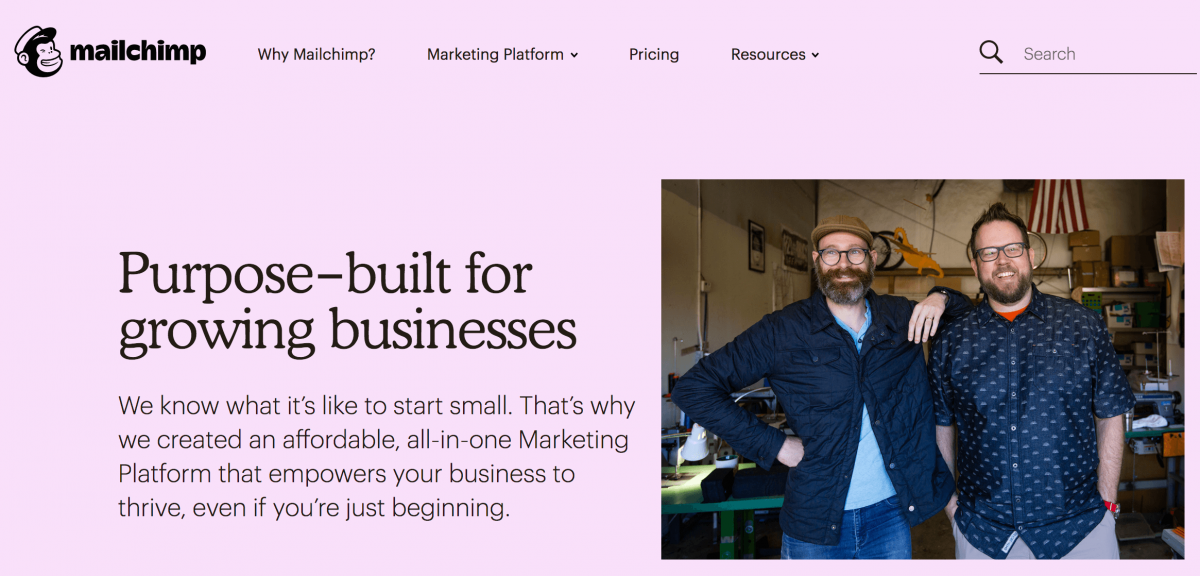 mailchimp example of product marketing