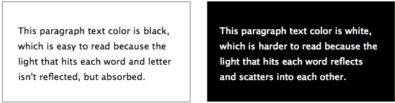 light vs dark background in content