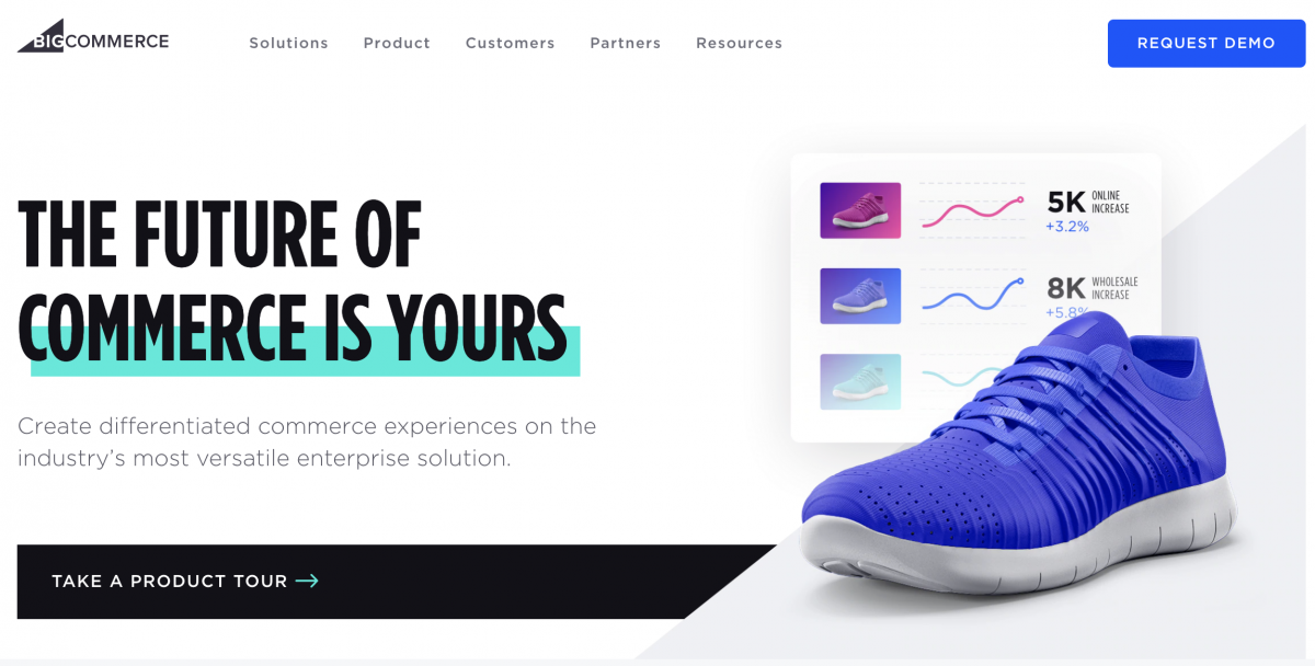 use of white space in design of bigcommerce homepage