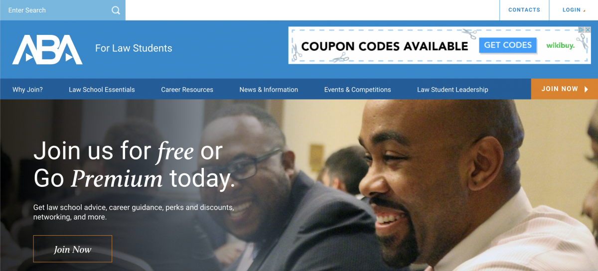 American Bar Association For Law Students homepage