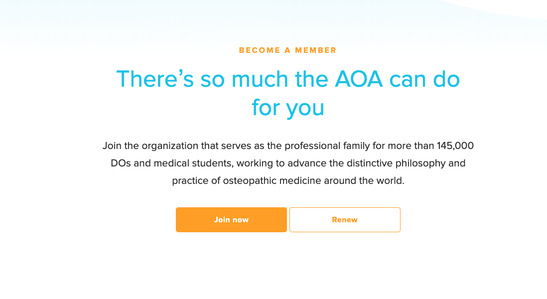 screenshot of the American Osteopathic Association website with text reads, "There's so much the AOA can do for you."