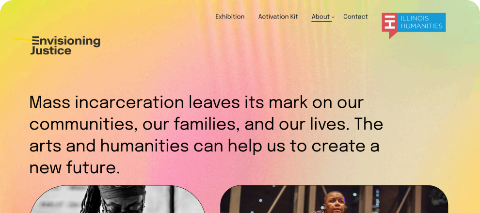 Screenshot of Envisioning Justice's Homepage