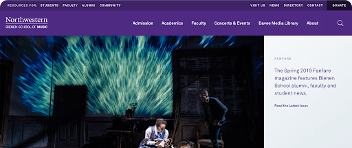 Northwestern Bienen School of Music's Website