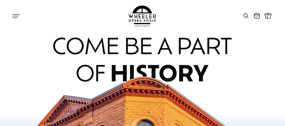 Screenshot of Wheeler Opera House's website homepage.