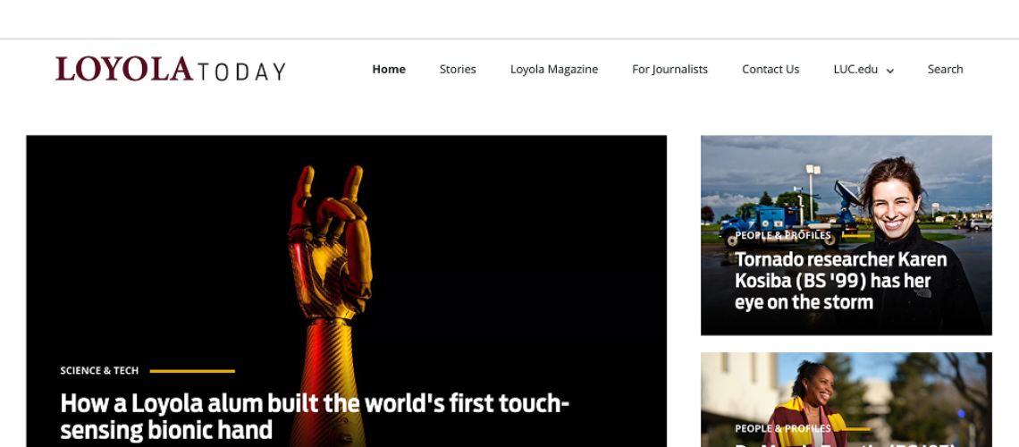 Screenshot of the Loyola Today website homepage.